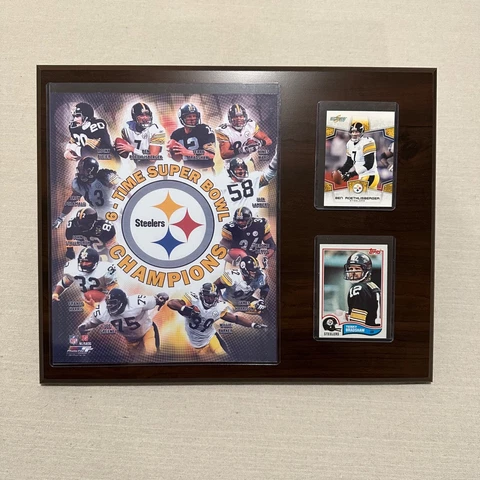 Pittsburgh Steelers Plaque Super Bowl Roethlisberger & Bradshaw Football Card Cover