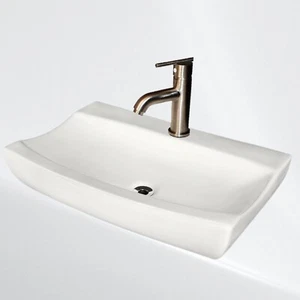 Polaris 25"x16" Porcelain Single Hole Vessel Lavatory Sink & LuxArt Faucet Set - Picture 1 of 9