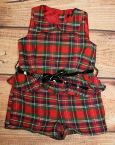 Very Girls Playsuit All In One Festive Season Shorts Red Check 2-3 Years - Picture 1 of 6