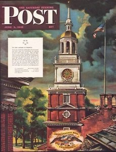 1945 JUNE 2 Independence Hall Philly PA SATURDAY EVENING POST COVER ONLY #1 - Picture 1 of 3