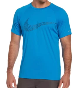 Nike Just Do It Swoosh Short Sleeve Hydroguard Swim Shirt Mens S UPF 40 - Picture 1 of 3