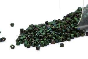 Miyuki Delicas11/0 Metallic Matte Darker Green Seed Beads DB-327 - Picture 1 of 2