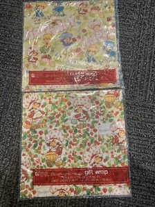 2 VTG 1980s Strawberry Shortcake American Greetings Gift Wrap 2 Sheets Per Pack - Picture 1 of 5