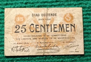 BILLET BELGIQUE LOCAUX - 25 Centimes - OOSTENDE 1916 - TB - Imagen 1 de 2