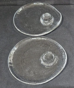 Unusual glass Boiled Egg cup plates x 2 Lovely Unusual ripple effect. - Picture 1 of 7