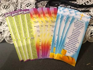 New 12 Lot Bookmarks Lord's Prayer, 10 Commandments, Books of Bible Christian - Picture 1 of 9