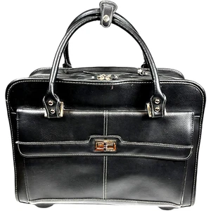 Samsonite Women's Rolling Mobile Offce Black Leather Laptop Business Brief Case - Photo 1/15