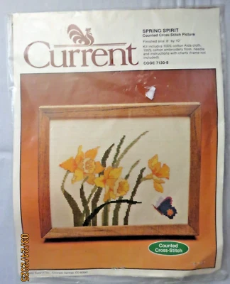 Vintage Current Spring Spirit Flowers Butterfly Counted Cross Stitch Kit - Image 1 of 2