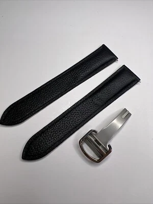 Auténtica correa de cuero negra Cartier de 20 mm y cierre desplegable para tanque imprescindible +++ Foto 1 de 4