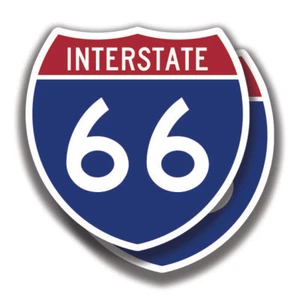 INTERSTATE 66 ABZIEHBILD 2 Aufkleber Autobahnschild Straße Route Bogo Auto LKW Fenster - Bild 1 von 1