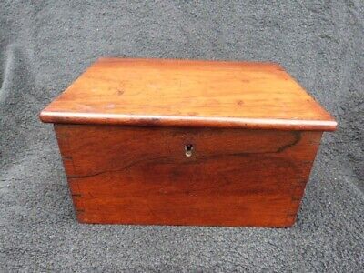 Antique Mahogany Wooden Box Hinged Lid Dovetailed Wood Handmade • 14.99£