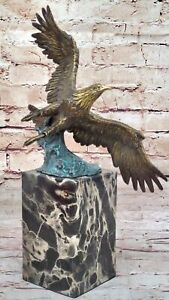 Handcrafted Detailed Eagle Bird Made by Lost Wax Bronze Masterpiece Figurine Art