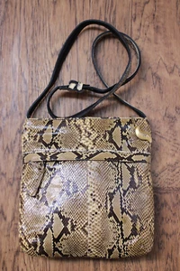 Sharif Beige/Brown Animal Genuine Leather Crossbody Bag ~Great~ - Picture 1 of 7
