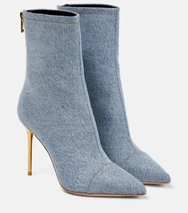 *BNIB* BALMAIN - Skye Denim Ankle Boots - size 38 - Picture 1 of 4