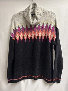 The Limited Geometric Turtleneck Sweater Wool Blend Black Pink Size XL NWT! - Picture 1 of 4