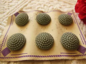 Lot 6 boutons anciens en verre picot gris année 40/50 1,7 cm T19 plaque - Picture 1 of 6