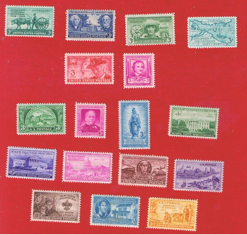 #981-997   MNH OG   1949-50 Commemoratives complete  Free S/H - Image 1 of 1