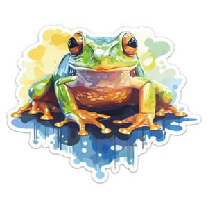 Calcomanía de vinilo impermeable para parachoques de coche de rana acuarela - Imagen 1 de 6