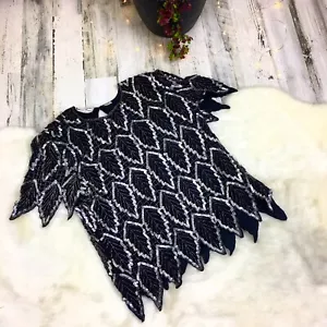 Vintage Women’s Large Laurence Kazar Beaded & Sequin Formal Leaf Silk Blouse - Picture 1 of 8