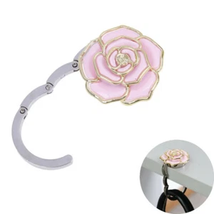 Portable Folding Table Bag Hook Hanger Holder Rose Crystal Rhinestone Decor - Picture 1 of 17