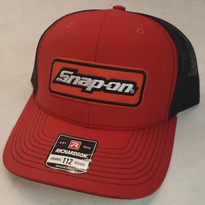 Snap-on Patch on Richardson 112 Trucker Hat Snapback Red/Black - Picture 1 of 8