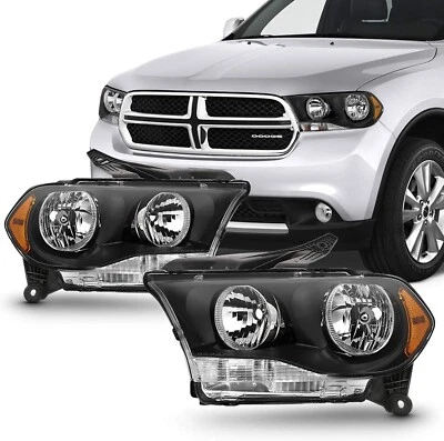 Par de faros delanteros negros izquierda+derecha para Dodge Durango 2011-2013 | halógenos Foto 1 de 4