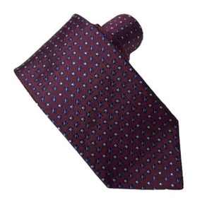 Brooks Brothers Makers Men's Necktie Maroon Blue White Geometric Tie - Picture 1 of 6