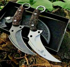 Claw Knife Karambit Fixed Blade Hunting Tactical Survival Military Wood Handle S