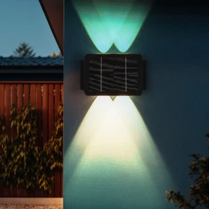 Solarleuchte Außenlampe Wandleuchte LED Up Down Strahler Fassadenleuchte schwarz - Bild 1 von 12