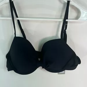 Apt.9 Womens Underwire Straps Padded Push Up Swimwear Black Bikini Top Size 10 - Picture 1 of 7