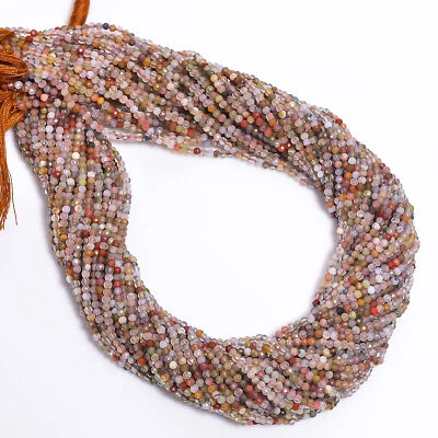 Cuentas facetadas de piedra preciosa de ágata de árbol marrón forma redonda 2,5X2,5 mm hilo 12,5" EB573 Foto 1 de 2