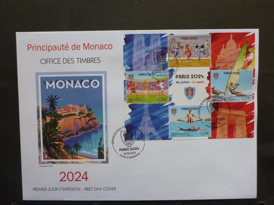 MONACO 2024 Summer Olympic Games Mini Sheet Lge First Day Cover Foto 1 de 1
