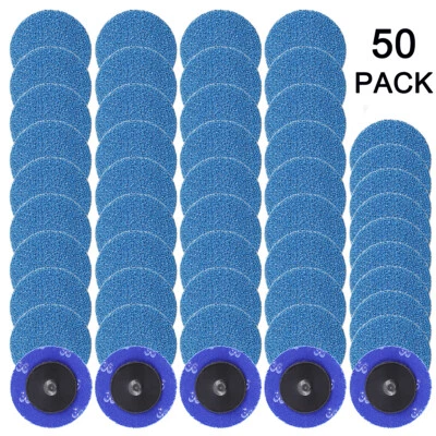 50PCS 2 inch 36 Grit Zirconia Roll Lock Die Grinder Quick Change Sanding Discs - Image 1 of 4