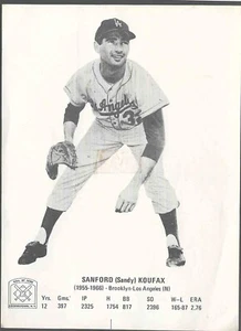 Sandy Koufax 1970er schwarzweiß Hall of Fame ausgestellte Fotokarte sehr guter Zustand Los Angeles Dodgers - Bild 1 von 2
