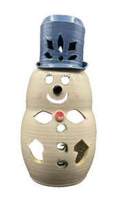 1987 Fork Creek Mill Studio Pottery Snowman Candle Holder Signed Ana Williams - Picture 1 of 10
