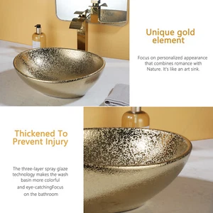 Juego de drenaje de grifo mezclador lavabo de baño de cerámica ovalada de 16" - Imagen 1 de 7