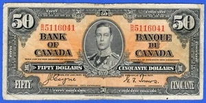CANADA $50 1937 BC-26c / P-63c King George VI Circ. Note B/H 5116041 - Picture 1 of 3