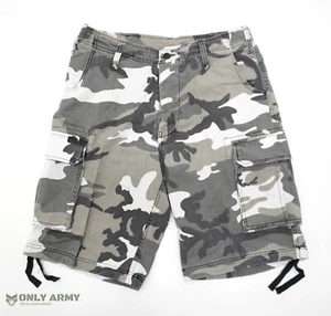 Black & White Urban Camo Vintage Stone Wash Shorts Cargo Army Work Thick Cotton - Picture 1 of 4