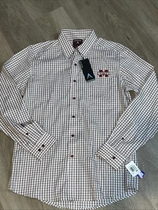NWT Mens Antigua Mississippi State Size M Checkered Button Down Shirt - Picture 1 of 5
