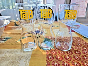 Vintage TaB Cola Hourglass Drinking Glasses Set of 3 1970s Coca Cola 16 oz - Picture 1 of 6