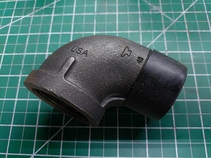Ward Malleable Black Iron 90° Street Elbow 1-1/2" NPT Fitting Class 150 USA - Picture 1 of 1