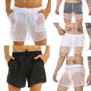 Herren Loose Badeshorts Strandhose Transparent Kurze Hose Loungehose Beachwear - Picture 1 of 52
