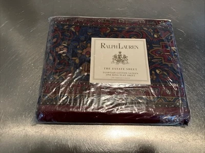 RARE Ralph Lauren BRENTFORD JEWELTONE KING FLAT ESTATE SHEET EGYPTIAN COTTON NWT - Image 1 of 4