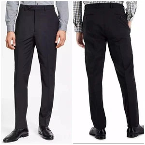 Calvin Klein Anzug Hose Schwarz Einfarbig Slim Fit Wolle Infinite Stretch Herren S 38X32 - Bild 1 von 12