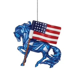 Rastro de Ponis Pintados Azul Salvaje Recordando 9/11 Patriótico Caballo Ornamento Nuevo - Imagen 1 de 3