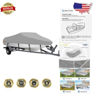 Heavy Duty 12-14 Ft Boat Cover - Waterproof, Trailerable, with Storage Bag - Foto 1 di 10