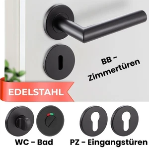 Türgriff schwarz matt Edelstahl Türdrücker Garnitur Türbeschlag Türgarnitur Bad - Bild 1 von 17