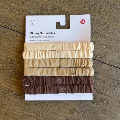 Lululemon NWT Skinny Scrunchies *6 Pack Neutrals Browns Hair Ties Accessories - Image 1 of 3