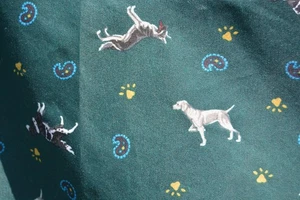 dog breeds green cotton fabric 4.33 yards of 47" wide - Picture 1 of 2
