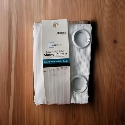 Tela Mainstays Fácil Colgar con Anillos Incorporados, Blanco, Cortina de Ducha Totalmente NUEVA Foto 1 de 3